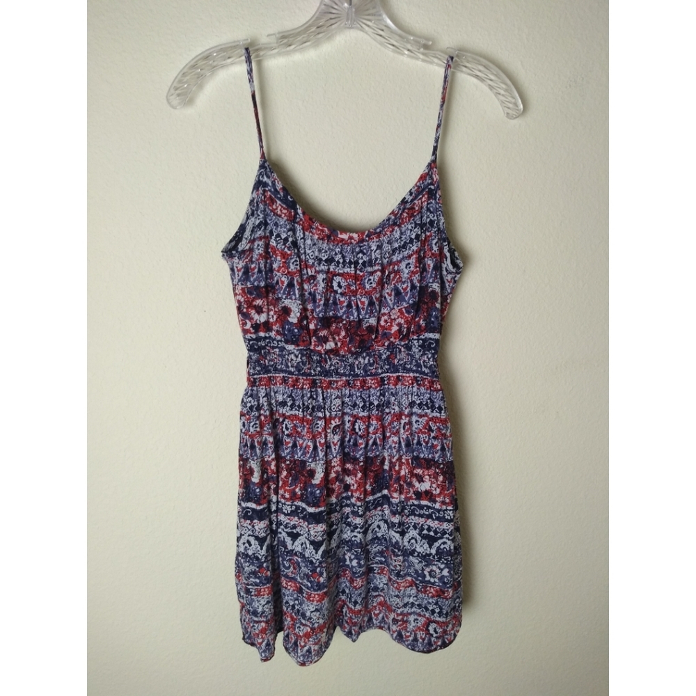 Forever 21 Red White Blue Floral Watercolor Rorschach Top - Picture 3 of 5